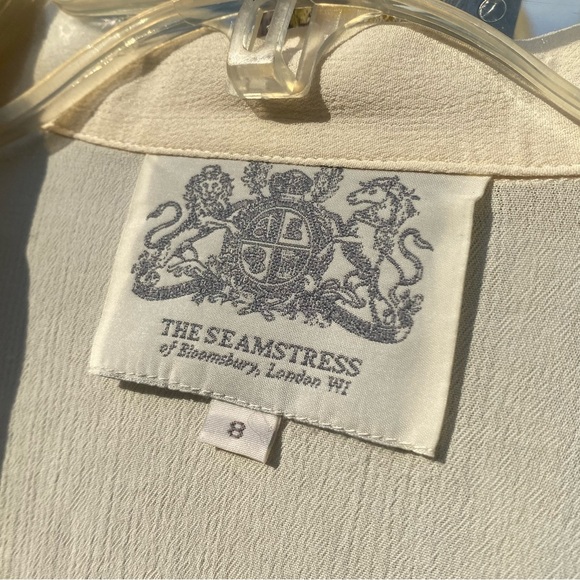 Vintage Ivory Cropped Blouse with Sash Tie S - Picture 5 of 7